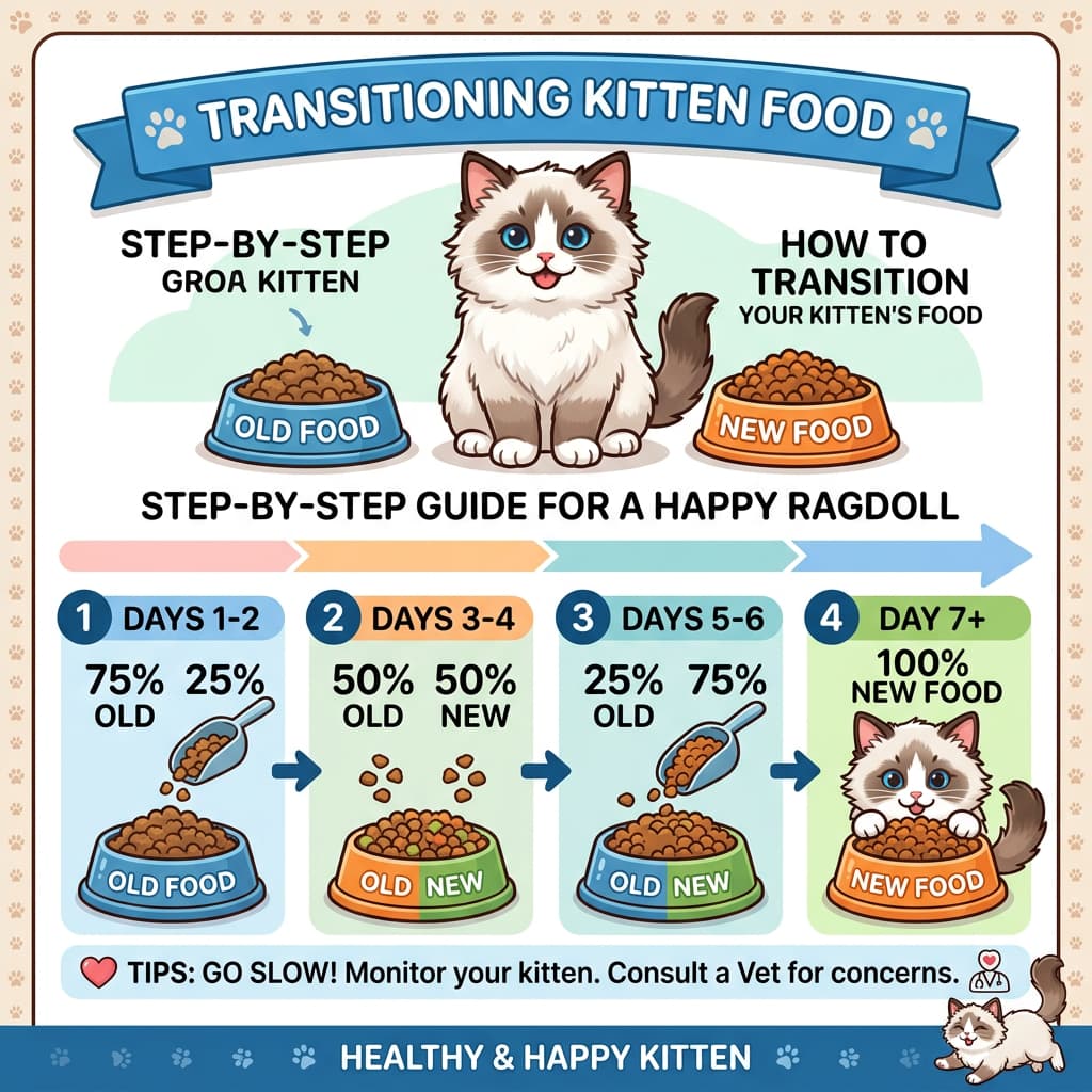 How to switch a cat's food — gradual 7-day food transition guide — AquaMarine Kittens Virginia